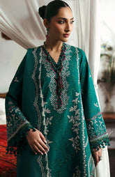 REPUBLIC WOMENSWEAR - 3PC DHANAK EMBROIDERED SHIRT WITH DHANAK EMBROIDERED SHAWL AND TROUSER - HZU2430